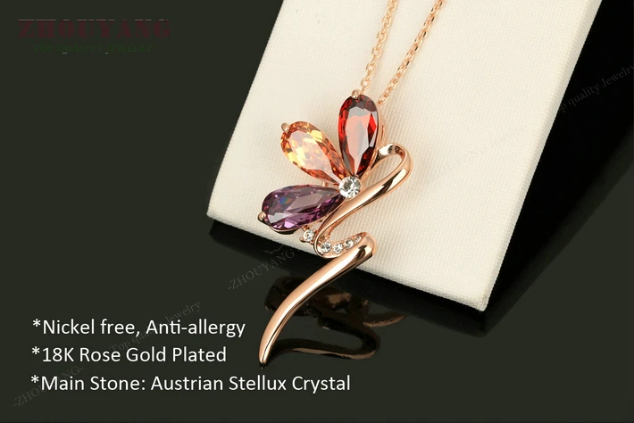 ZHOUYANG Top Quality ZYN074 Magic Snake Necklace Rose Gold Color Fashion Jewellery Nickel Free Pendant Crystal