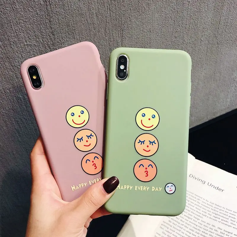 

For iPhone XS Max Xr 10 x Cases For iphone 6s 6 7 8 Plus Funny smiley expression pack element Soft TPU intelligent Phone Cover