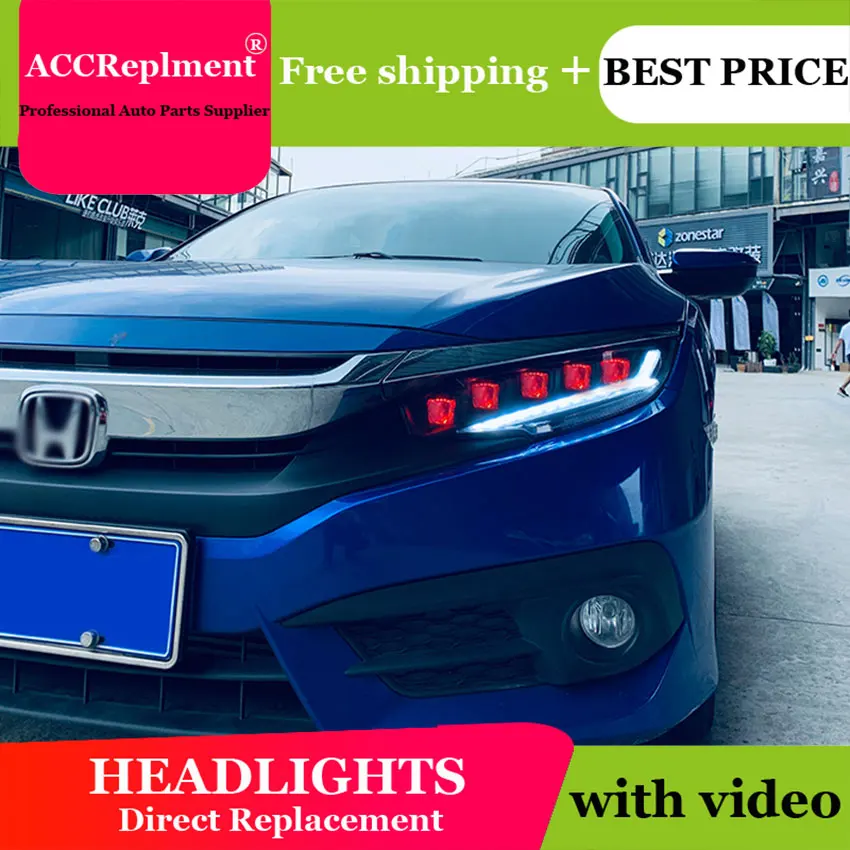 Авто освещение стиль светодиодный головной фонарь для Honda Civic светодиодный фары- сигнал Ангел глаз drl H7 hid Биксеноновые линзы ближнего света