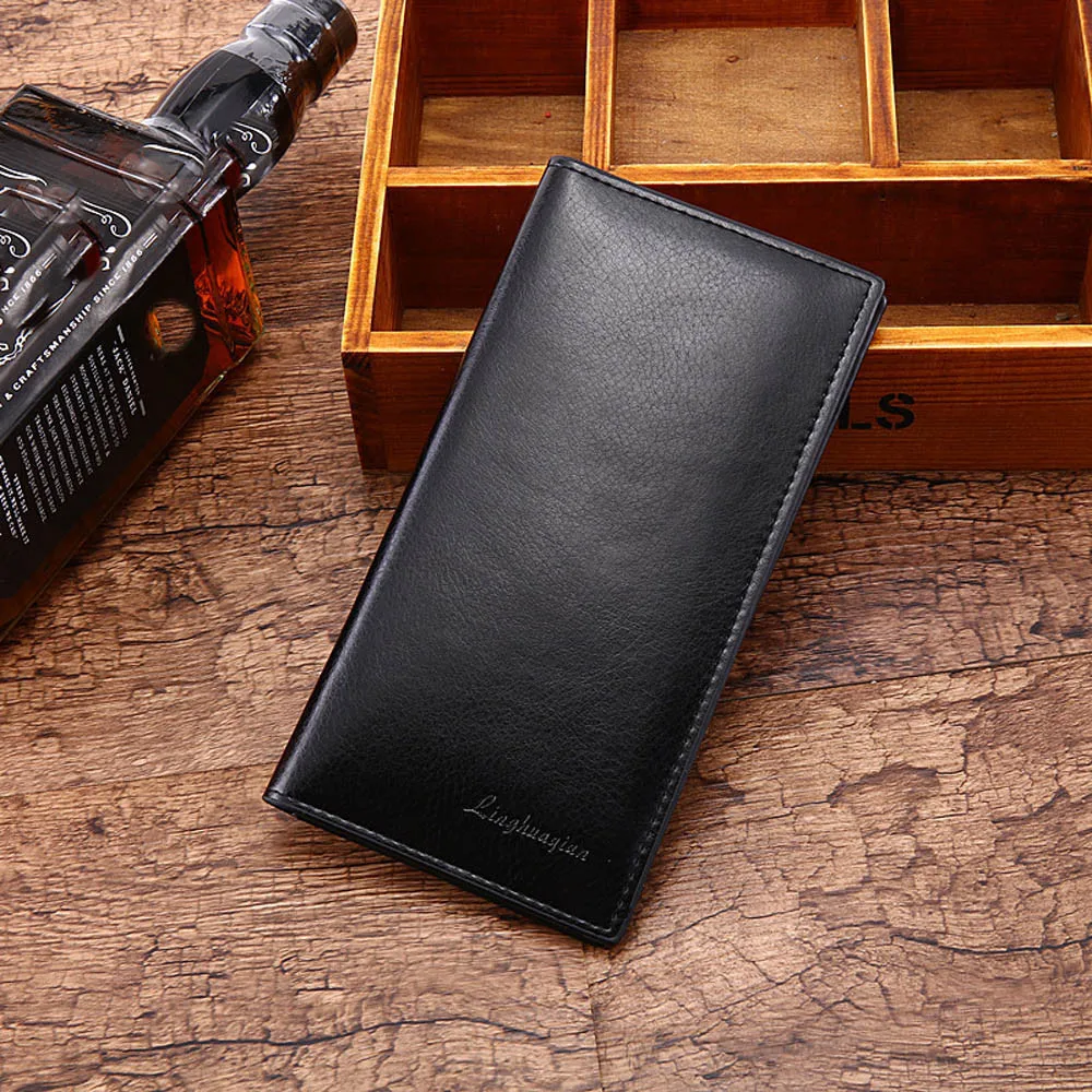 Vintage Man Wallet Male Slim Pu Leather Bifold Business Long Wallet Card Coin Wallet Purse Cartera Hombre #RN