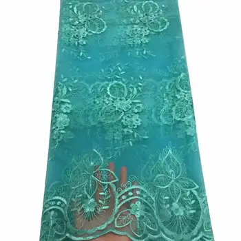 

French Net Lace Fabric 2019 Latest African Lace Fabric With Green Embroidery Mesh Tulle Lace Fabric High quality Nigerian Lace