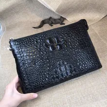 Необычная натуральная крокодиловая кожа, деловой клатч, кошелек, большая сумка для телефона, мужская сумка из экзотической натуральной кожи аллигатора, кожа, застежка-молния, мужские напульсники, сумка