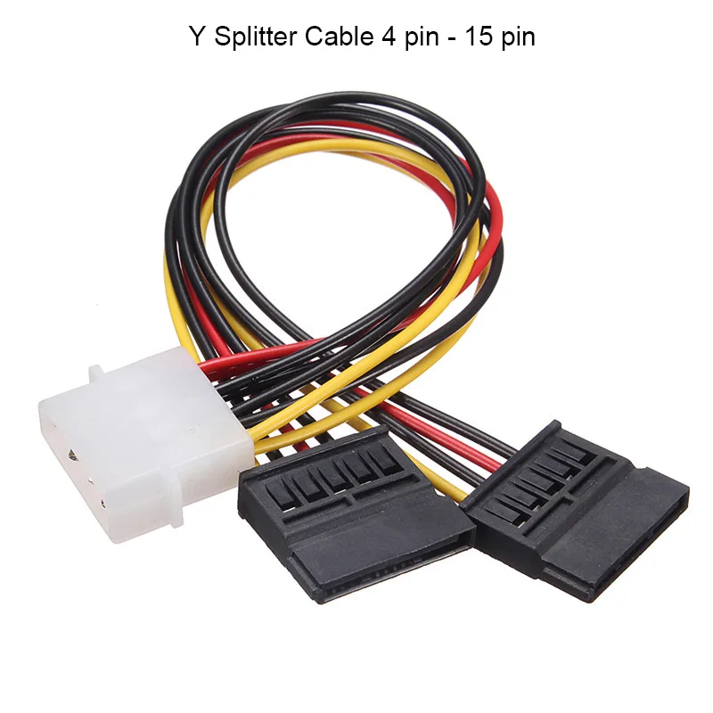 Serial ATA SATA 4 Pin IDE Molex to 2 of 15 Pin HDD Power Adapter Cable