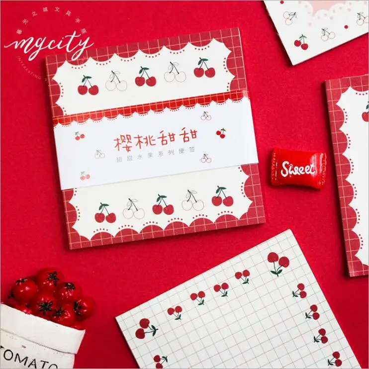 

30 sheets/Set Kawaii Strawberry Cherry Pineapple Memo Pad Note Message Marker Paper Noepad School Student Office Stationery