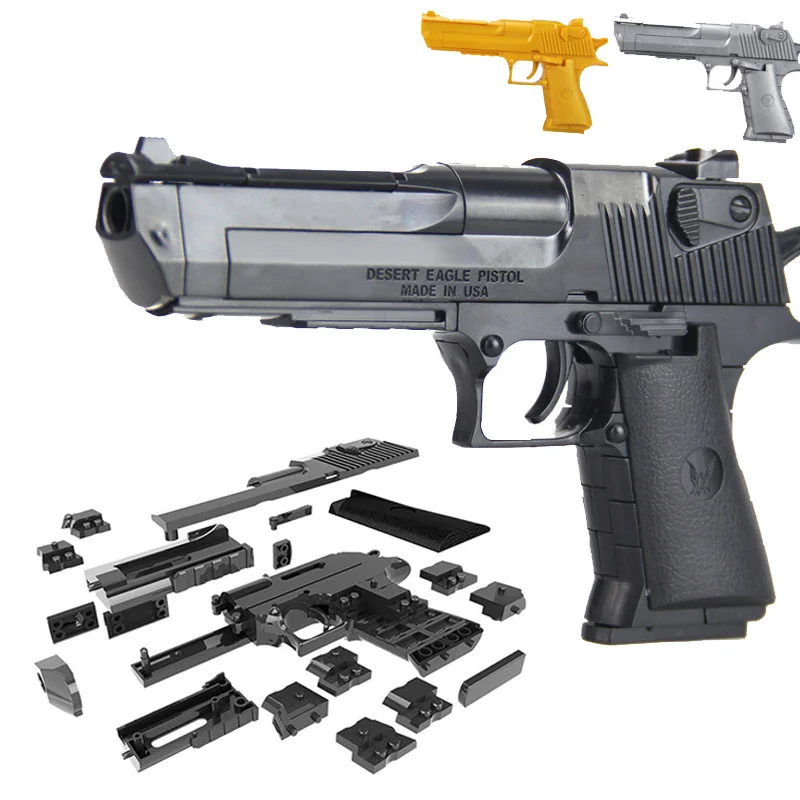 

DIY building blocks toy gun weapon Desert Eagle BERETTA Revolver wtih bullet plastic pistol Assembly model toy for children gift