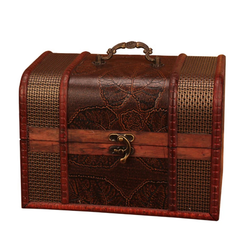 

European Creative Retro Wooden Treasure Chest Antique Box Packaging Box Jewelry Storage Box Secret Room Props Ornaments Gifts