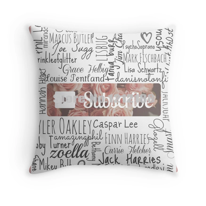 Free Shipping Youtuber Subscribe Floral Collage Pillow Case 16 18
