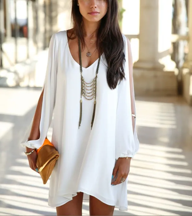 Vestidos Verano 2019 Dress Women Sexy Vestido Summer Dress Elegant v-neck chiffon loose women's clothing Dresses AW7483