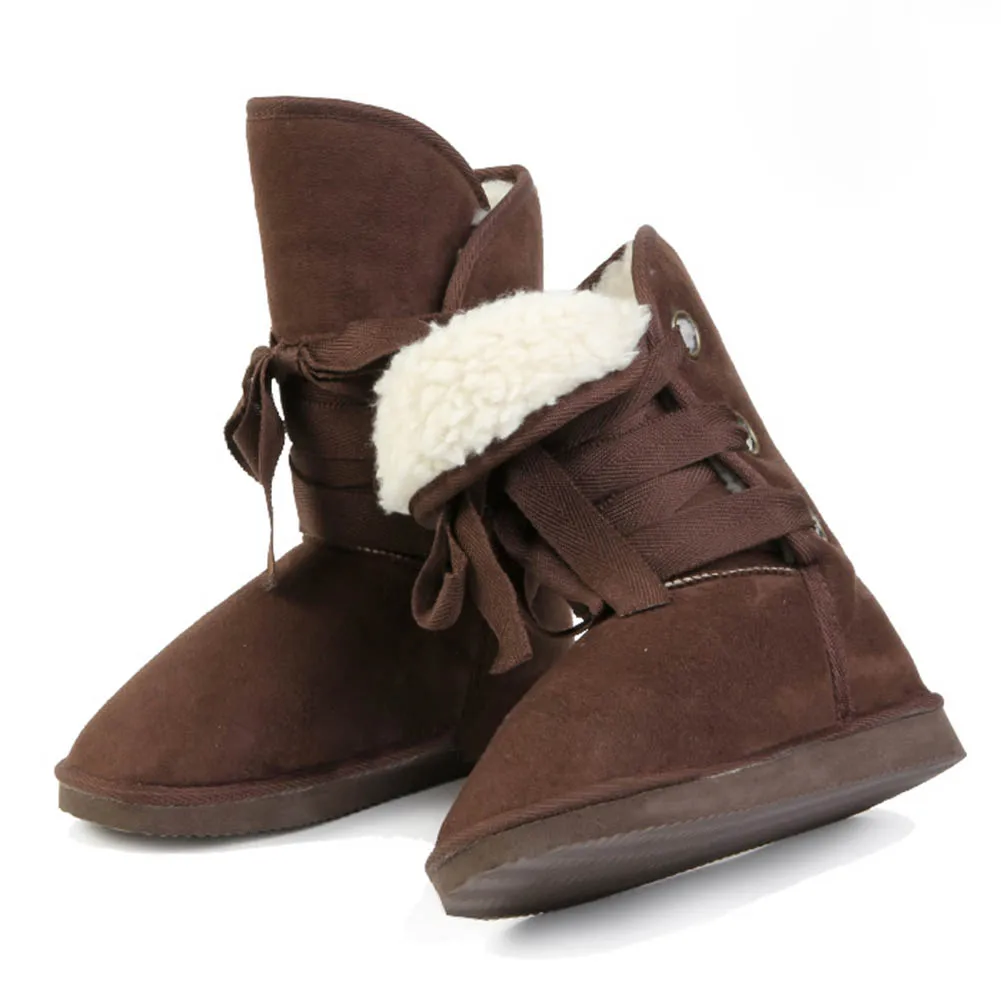 Winter Warm Snow Boots For Women Fashion Casual Flat mid calf Lace Up Autumn Boot Suede Wool Warm Inside Ladies shoes Winter Warm Snow Boots For Women Fashion Casual Flat mid calf Lace Up Autumn Boot Suede Wool Warm Inside Ladies shoes
