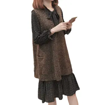 

Solid Color V-Neck Knit Vest Female 2019 Spring Autumn New Loose Large Size Women Casual Sleeveless Sweater Vest LQ652