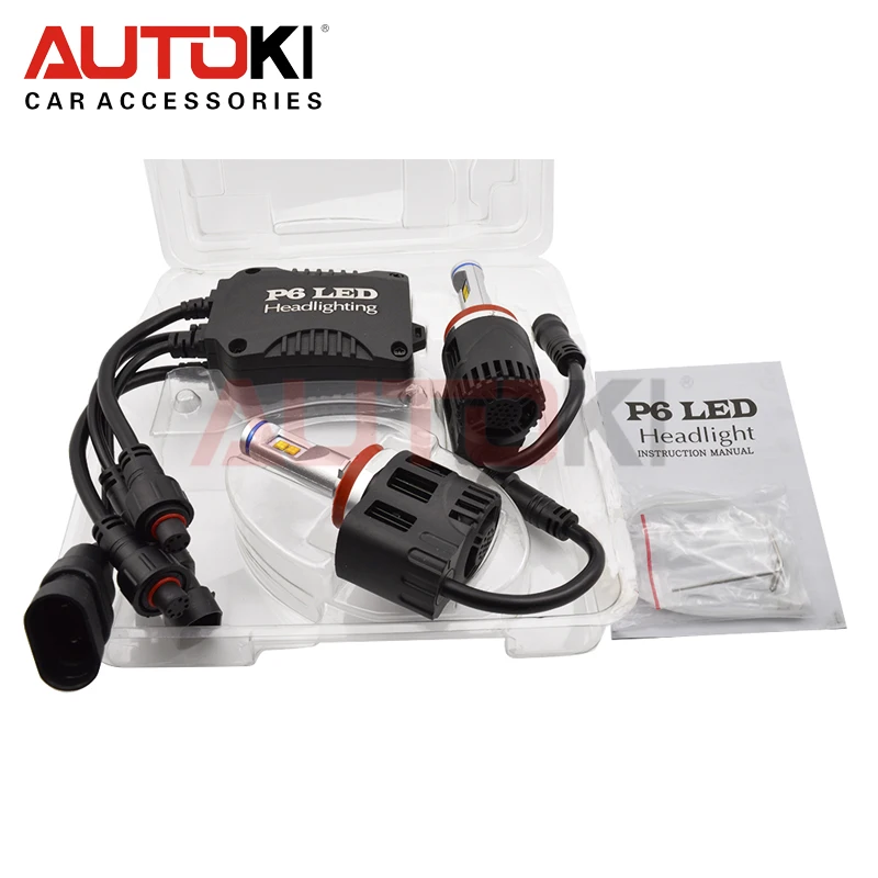 Autoki H4 H7 H11 9005 9006 9012 5202 9004 9007 H13 110 W 10400LM P6 автомобиля светодиодный фар комплект лампы высокой мощности авто Светодиодная лампа для фар