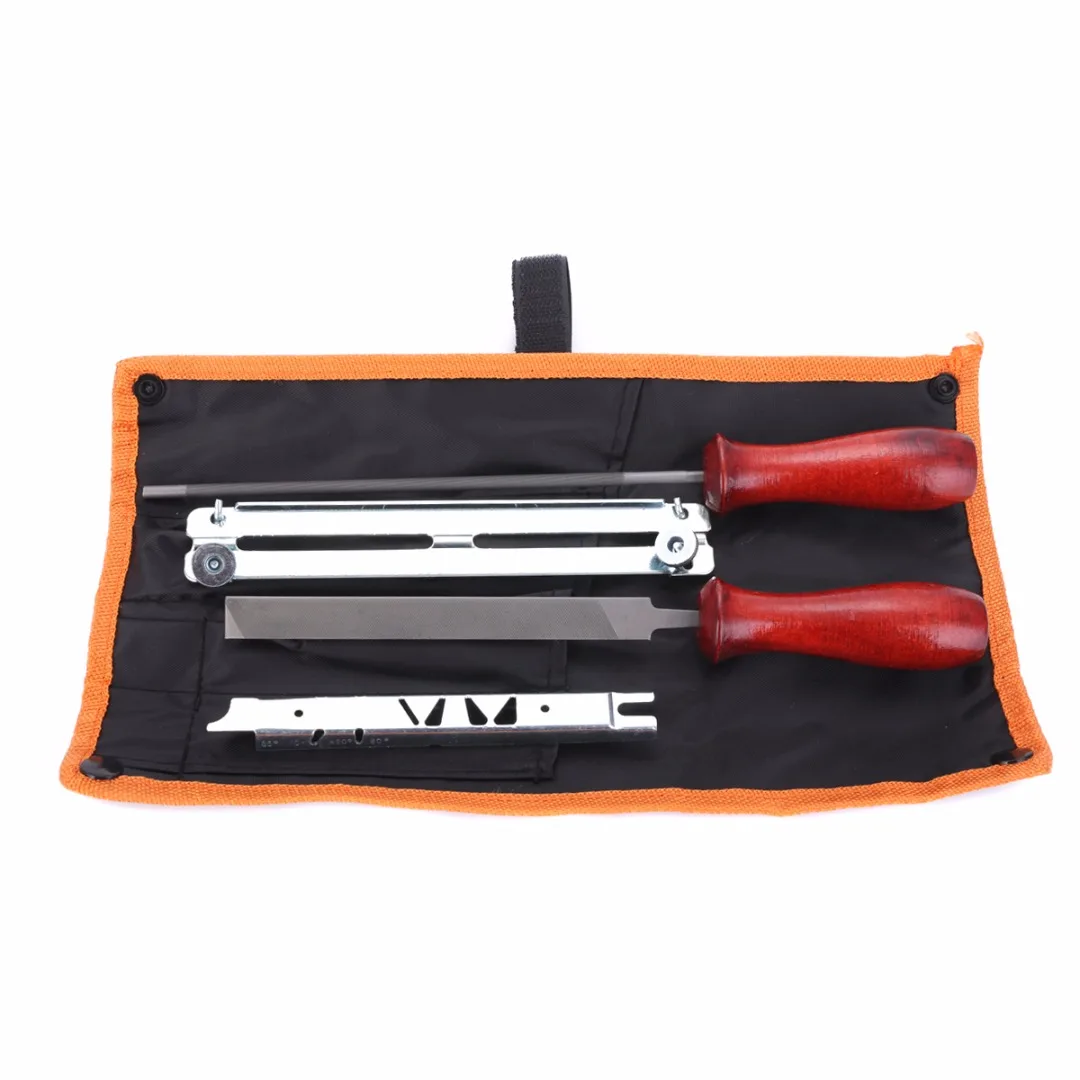 High Quality 5pcs/set Chainsaw Sharpening Filing Kit 5.2mm File Fit for 3/8" Pro Chain With Pouch Mayitr Hot Selling