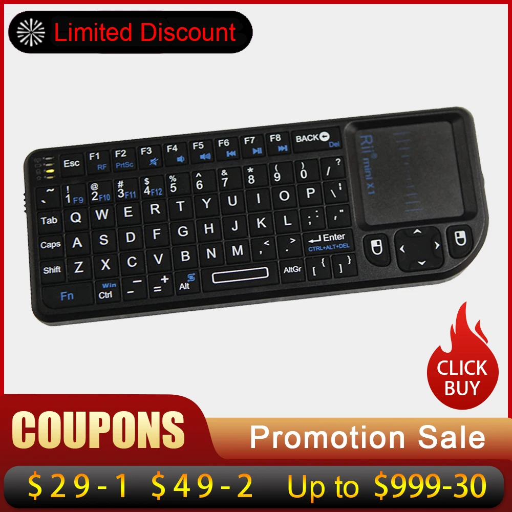 

Rii Mini Wireless Keyboard Air Mouse Keyboards 2.4G Handheld Touchpad gaming keyboard for phone smart tv box android smartphones