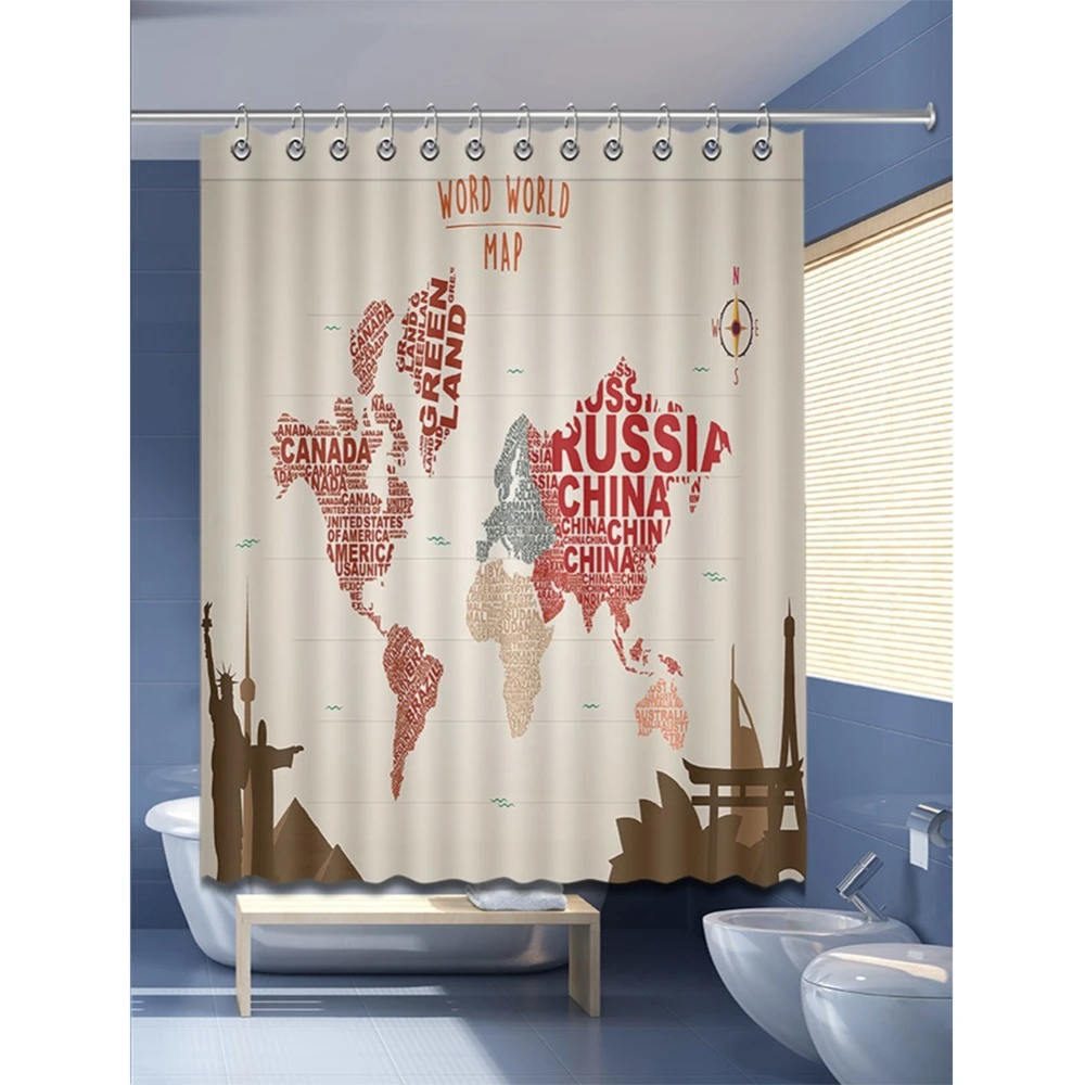 Creative World Map Waterproof Fabric Shower Curtain Hooks Bathroom Mat Decor Creative World Map Waterproof Fabric Shower Curtain Hooks Bathroom Mat Decor