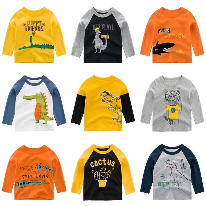 

2019 boys t shirt shark girls tops dinosaur children t-shirt cotton kids tshirts for boys long sleeve baby girls shirts clothes