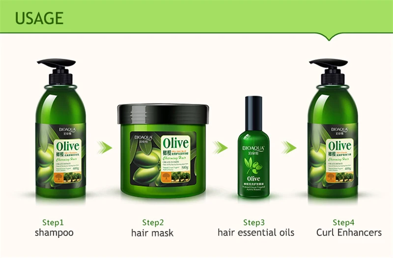Cuidado do Cabelo Potenciador de Cachos de Cabelo Máscara o Frizz para Seca Bioaqua Oliva Set Anti caspa Shampoo Óleo Essencial Reparação Cabelos Danificados 18 BIOAQUA Oliva Set Cuidado Do Cabelo Anti