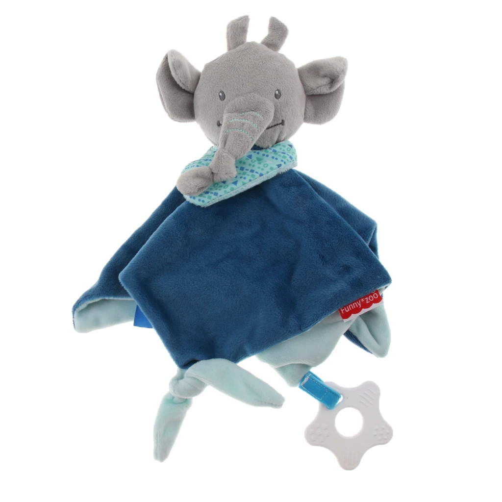 Baby Nursery Security Blanket Soft Minky Dot Fabric Lovey Animal Tag Blanket, Stuffed Plush Cuddle Newborn Blankie