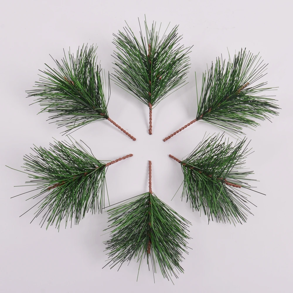 

5pcs green artificial pine needle artificial plant fake flower handmade DIY wedding home Christmas decorations