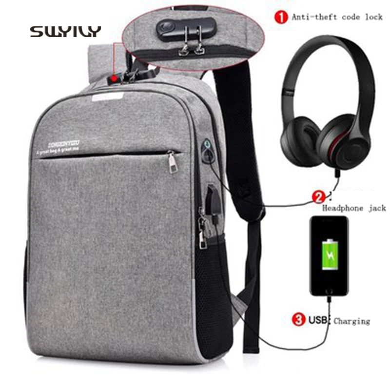 

SWYIVY 2018 New USB Rechargeable Backpack Unisex's Multi-function Anti-theft Backpack Canvas Outdoor Travelling Sports Bags