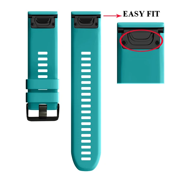 26, 22 мм, быстросъемный, легко прилегающий силиконовый ремешок для наручных часов Garmin Fenix 5X5 5X Plus 3 3HR S60 Forerunner 945, ремешок для часов - Цвет: Blue Green