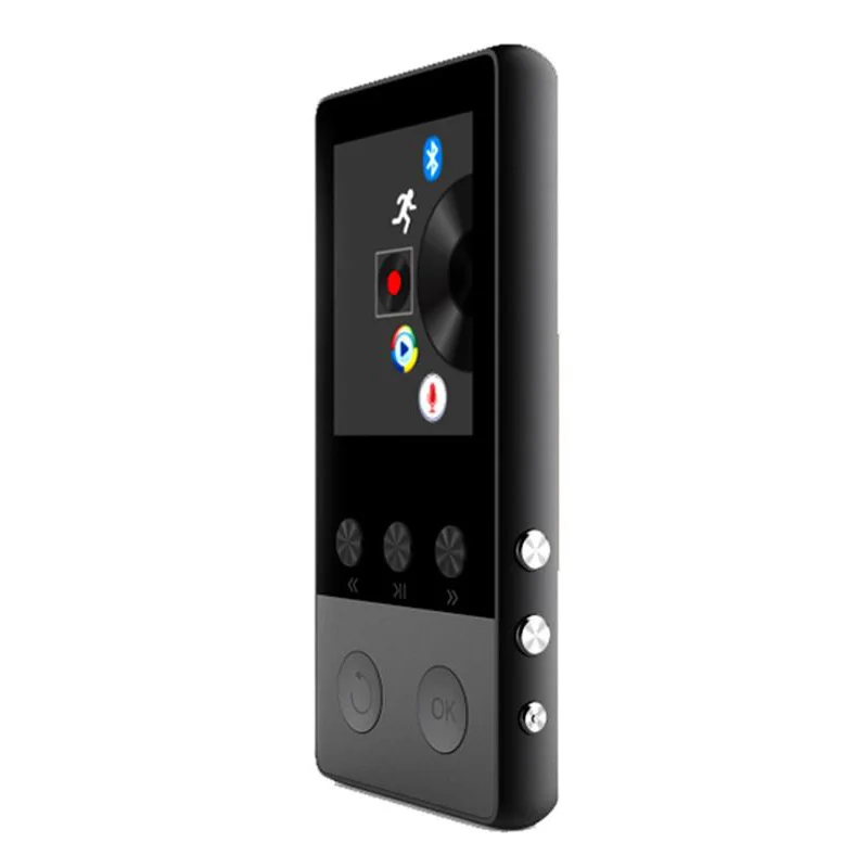 Bluetooth металлический MP3-плеер встроенный 8G Hifi без потерь музыка с шагомером и громким динамиком - Цвет: Black
