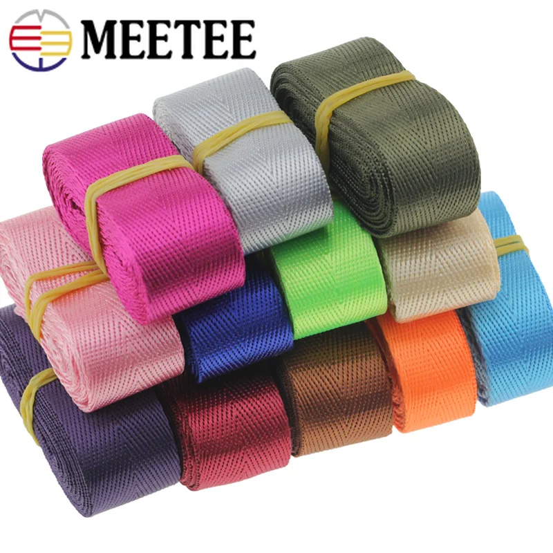 

Meetee 5meters 25mm Thick Nylon Webbing DIY Backpack Straps Car Seat Belt Sewing Accessories Smooth Silk Polyester Lace Webbing