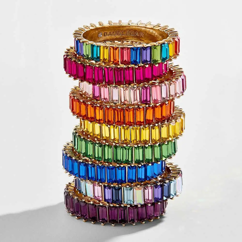 

Ladyfirsy Brand Newly Rainbow Crystal Stone Finger Rings Women jewelry Trendy Bohemian Shiny Bridal Wedding Ring for Party Gifts