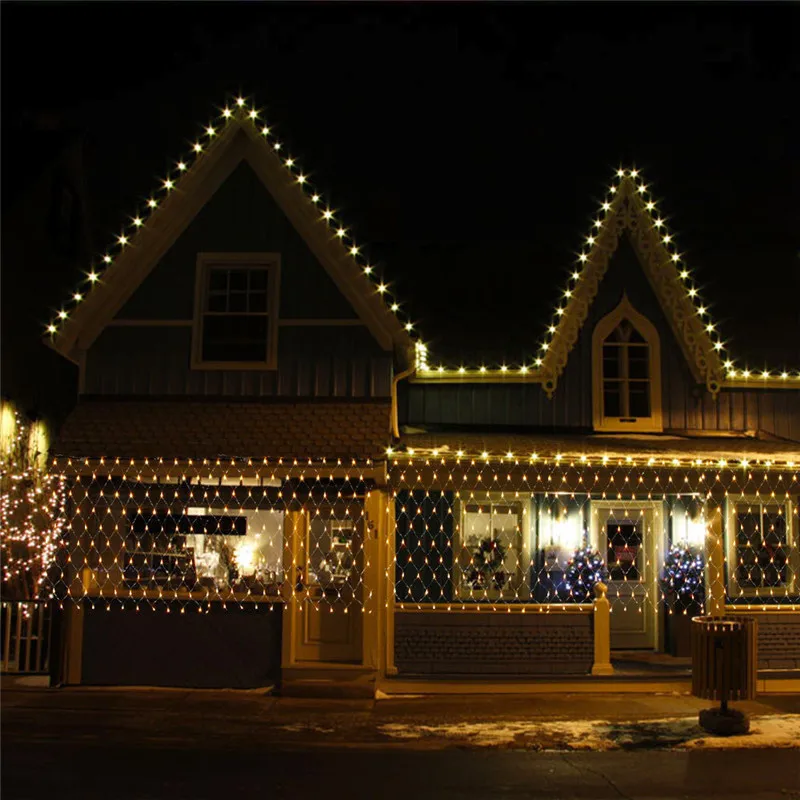 1.5 m x 1.5 m 2x3 m 4x6 m Guirlandas de Natal Led String Luzes de Natal Net Luzes da Cortina de Fadas Xmas Party Decoração do Casamento do Jardim 8 1.5 m x 1.5 m 2x3 m