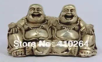 

[AA ] Chinese Old White silver Copper Handwork Buddha Statue (C0321)