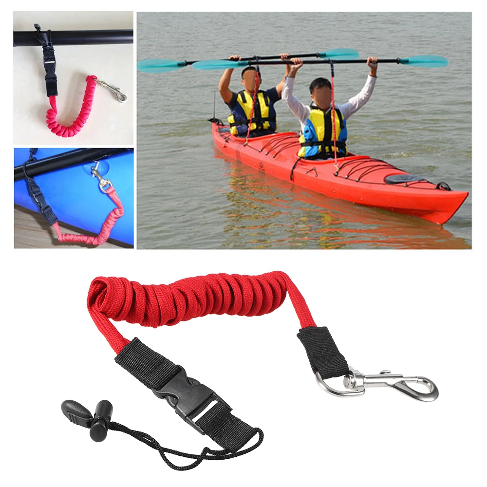 1-2 Folding Coiled Paddle Leash Kayak Canoe Lanyard Safety Fishing Rod Cord Rope
