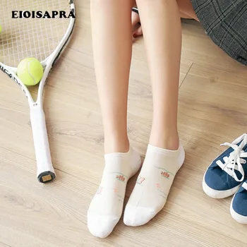 

[EIOISAPRA]5 Pair Gift Box Sunshine Beach Harajuku Funny Cartoon Cotton Socks Women Comfort Stealth Elastic Socks Meias