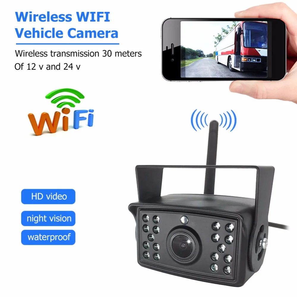 

Wireless Backup Camera for Truck Camper Trailer Bus WiFi Vehicle Rear View Camera Night Vision 18 LEDs Waterproof Remote Monitor