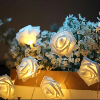 

Events and Parties 4M 20Leds Rose LED String Lights Wedding Birthday Decoration Lights white Rose LED Guirlande Lumineuse