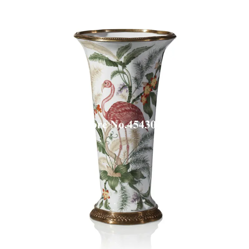 

European green leaf red yellow purple red flamingo vase home decoration