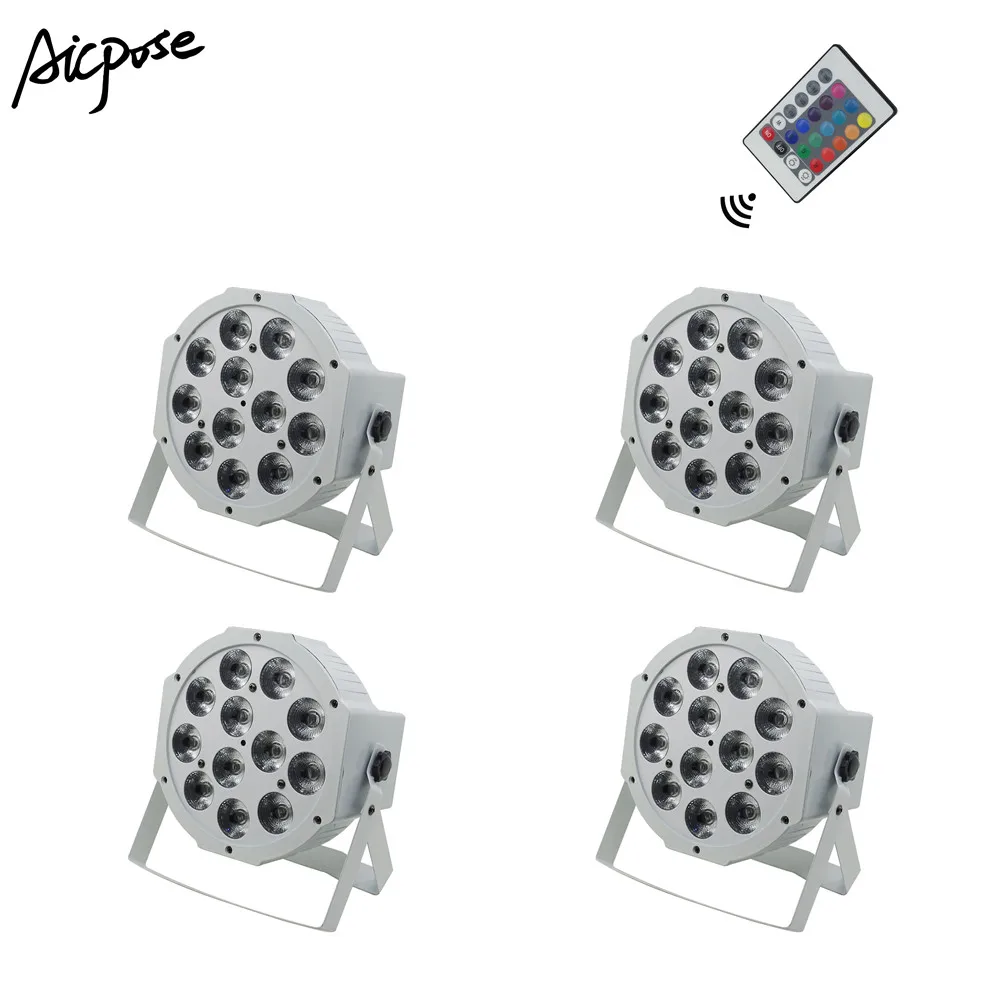 

4Pcs/lots 12x12w With Remote Control White Led Par Light 12*12W RGBW 4 in 1 FDisco DJ Bar Party Wedding Stage Light