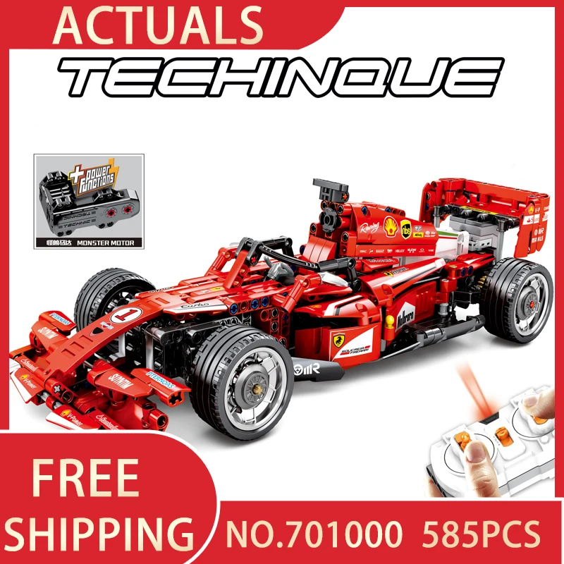 

701000 technic F1 racing car Compatible MOC legoinglys Remote Control RC Electric speed model building blocks toy gifts 585Pcs