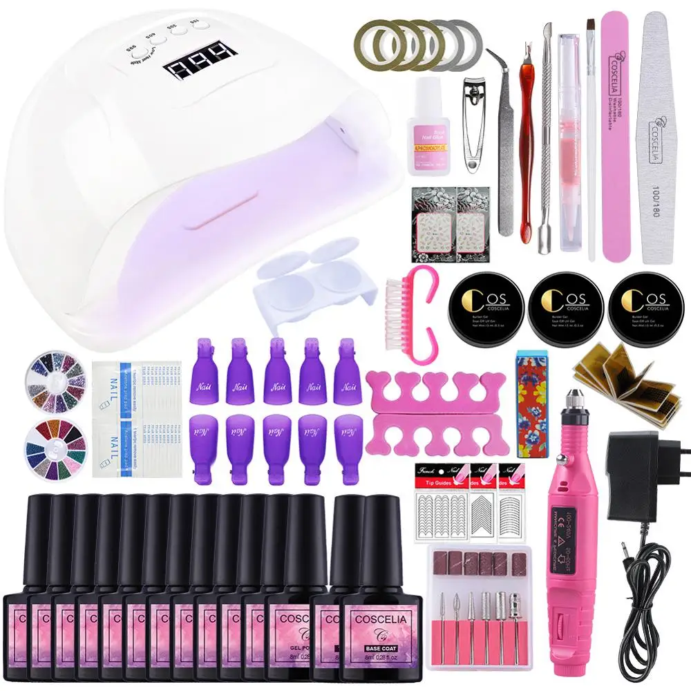 

Choose 12Colors Gel Nail Polish Kit 80W Led UV Nail Lamp Kit for Manicure Set For Gel Varnish Nail Art Tools Nail Extension Kit