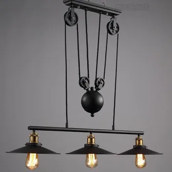 

Loft vintage pendant lights Iron Pulley Lamp Bar Kitchen Home Decoration E27 Edison Light Fixtures