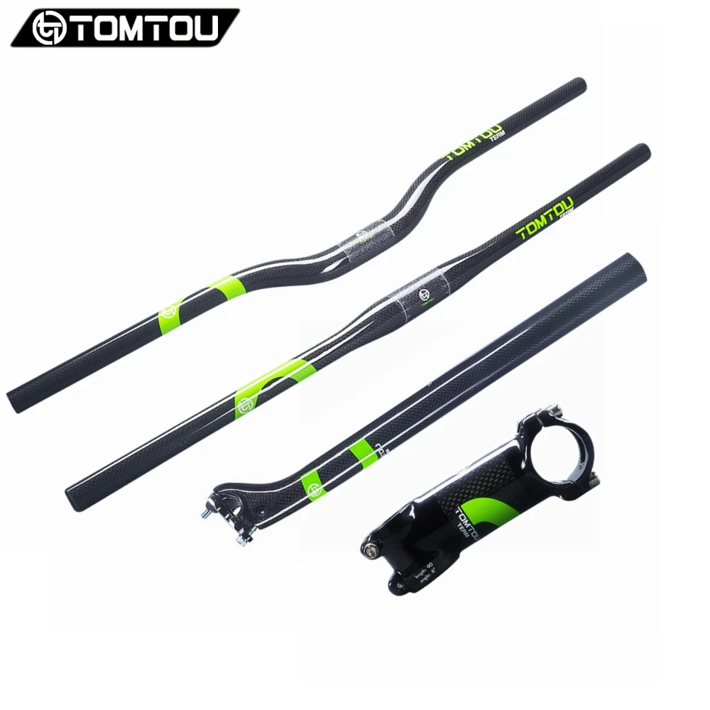 Tomtou الكربون دراجة mtb المقود شقة المقود + seatpost + الجذعية أجزاء الدراجة الطريق الجبلية bicicleta الأخضر-TC9T15 Tomtou الكربون دراجة mtb المقود شقة المقود + seatpost + الجذعية أجزاء الدراجة الطريق الجبلية bicicleta الأخضر-TC9T15