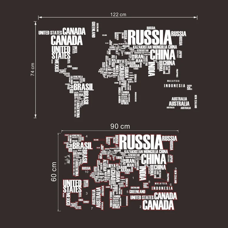 3D Цветные/черные/белые буквы, комбинированная карта мира, настенные стикеры s, детская комната, домашний декор, офисные художественные наклейки, ПВХ наклейки, обои - Цвет: White