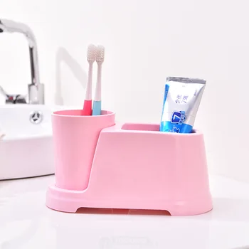 

LIYIMENG Toothbrush Holder With Cups Creative Plastic Lazy Toothpaste Dispenser Squeezer Bathroom Shelves Bathing Accessories