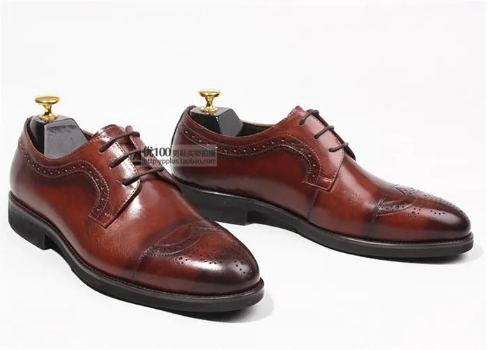 Británico Hombres América A Estilo Retro Europa De Casual Y Punta Los Hechos Zapatos Brogue Mano Estrecha Italiano Chocolate Tallado Negocios 0w5PqAS5