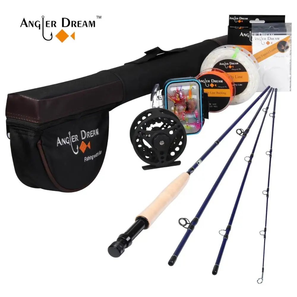 Angler Dream Fly рыболовные снасти 2,5 м 8'4'' 3WT спиннинги алюминиевая катушка для рыбалки с рыболовными приманками и линиями - Цвет: BLACK WHITE