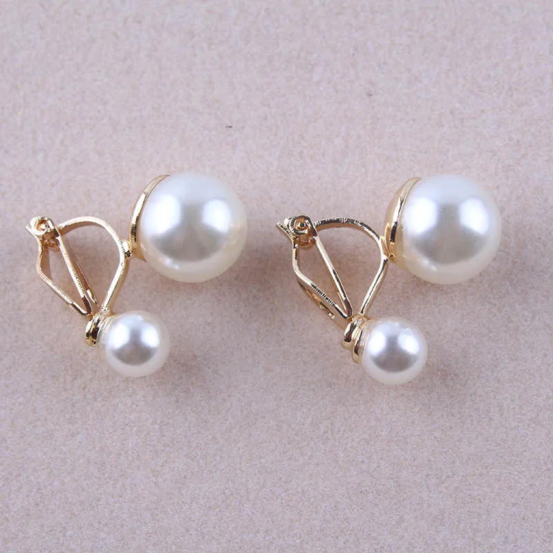 JIOFREE Simulated Pearl Statement Clip on Earrings Women Wedding Party no pierced Earrings Maxi Jewelry Love Christmas Gift