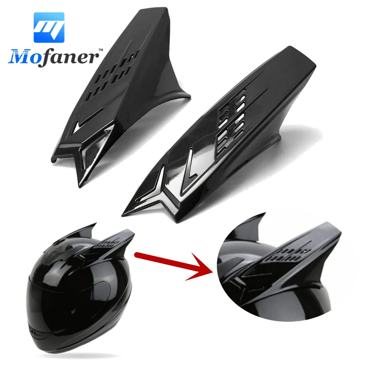 

Mofaner Men's Helmet Racing Ear Horns Yellow Red Black Scotch Tapes Motorcycle Dirt Bike