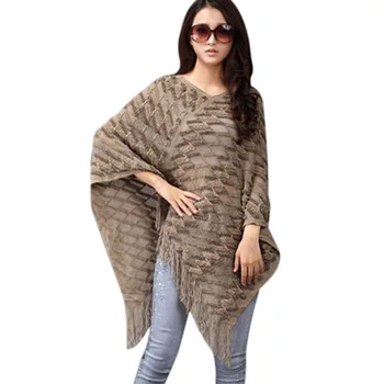 

2018 Autumn Winter Sweater Womens Capes Ponchoes Women Candy Colors Tassel Pullovers Plus Size Women Knitted Sweater