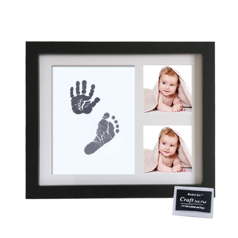 2-Color Cute Baby Growth Memorial Photo Frame DIY Inkpad Baby Handprint Footprint Non Toxic Soft Safe Clay Ceremony Best Gifts