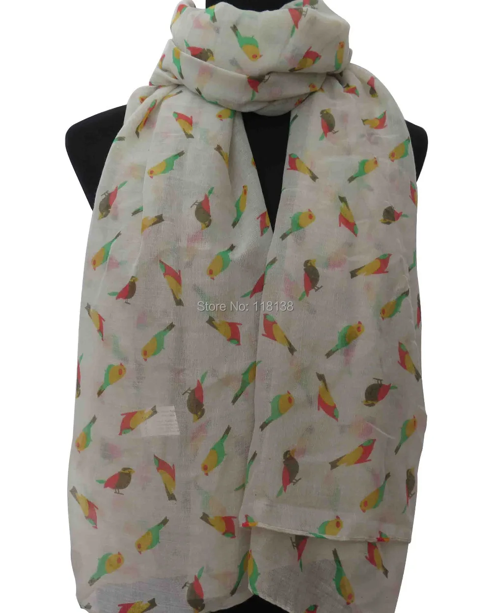 

Bird Print Women's Long Scarf, Free Shipping