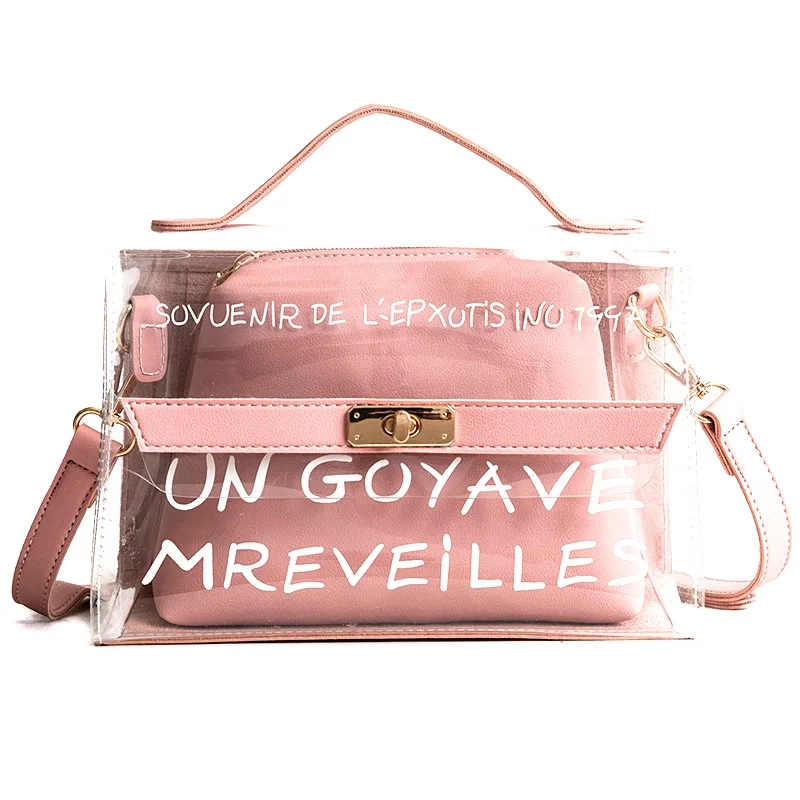 Herald Модные женские прозрачные сумки, качественные ПВХ женские сумки на плечо, прозрачная пляжная сумка, популярные женские сумки, дизайнерские - Цвет: Pink