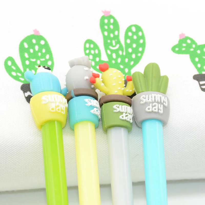 

4 Pcs/Set gel pen cute cactus kawaii 0.5mm kalem caneta fourniture papeleria bureau Solid color stationery material escolar